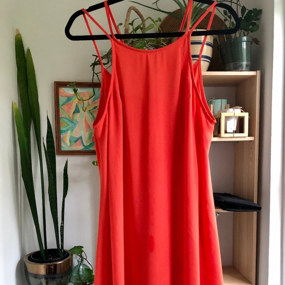 neon orange strappy dress
